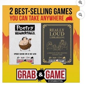 Poetry for Neanderthals Grab & Game 2-Pack Party Games, Really Loud Librarians